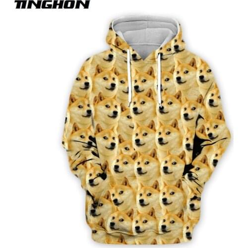 Fashion Men 3d Animal Hoodies Funny Doge Head Sweatshirt Deus God Dog Printed Unisex Casual Sweatshirt/zip Hoodie WS114