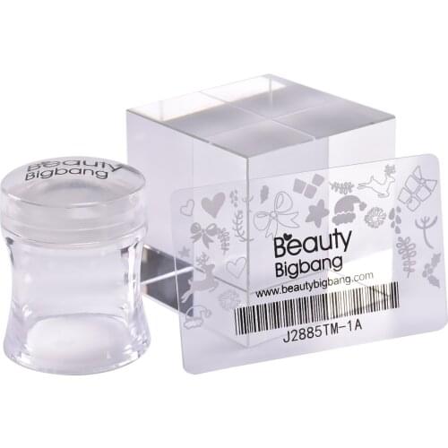 Beauty BigBang Nail Stamper Kits Rubber Stamp Nail Scraper Clear Jelly Flower Handle Nail Art Template Stencil Accessories Tool