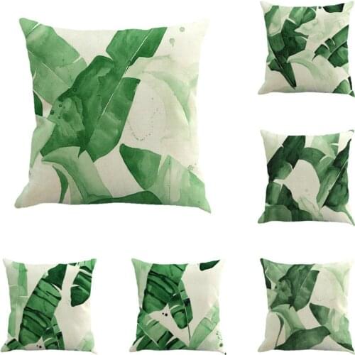 Green Leaf Cushion Covers 45x45 cm Square Throw Pillow Cover for Car Chair Sofa 1 Piece Polyester Pillowcase Home Decor Cheap