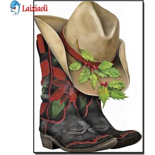DIY Full Round square drill Diamond Painting Cowboy hat shoes Embroidery Mosaic Cross stitch kits Handmade puzzle decoration art