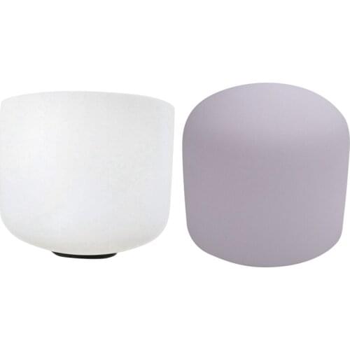 2 Pcs 8 Inch 432Hz Singing Bowl Sound Note Frosted Quartz Crystal Meditation with Rubber Ring, E Solar Plexus & C Root