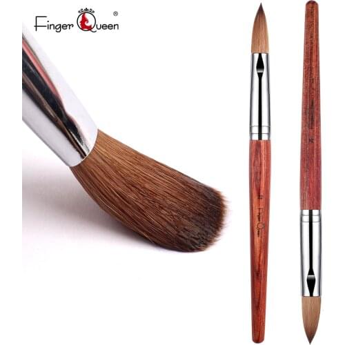 Flat Round Red Wood Acrylic Nail Brush Kolinsky Brushes UV Gel Carving Pen Brush Carving Pen Brush Liquid Powder Nail Drawing