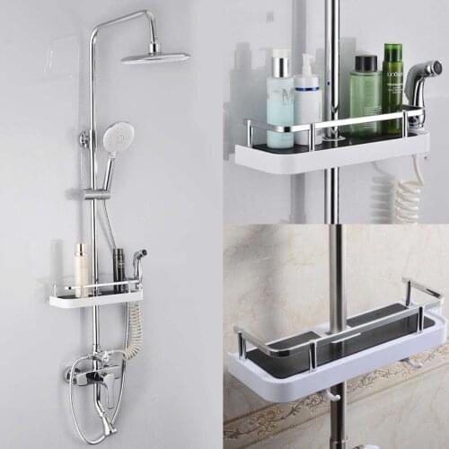 Stainless steel rectangular bathroom organizer shower shelf storage shelf shampoo tray bathroom single-layer head rack