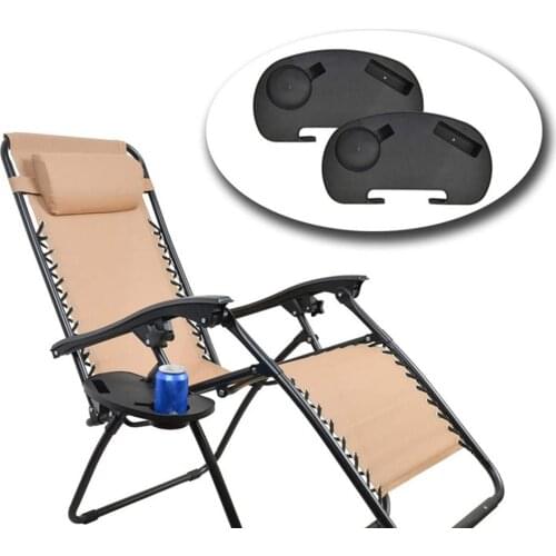Folding Reclining Chairs Cup Holder Portable Leisure Recliner Side Beverage Tray for Outdoor Camping Hiking Picnic Beach Garden