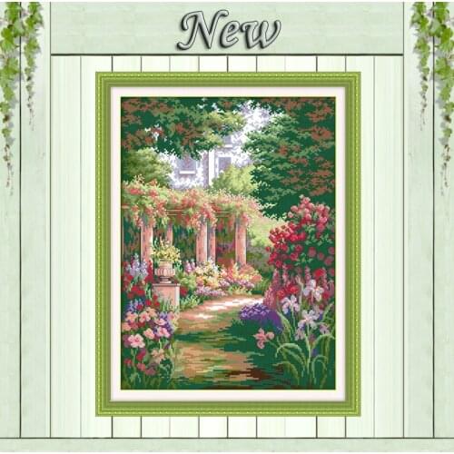 Romantic backyard garden,flowers house Scenery,Counted Printed on canvas DMC 11CT 14CT Cross Stitch kit,needlework Set embroider