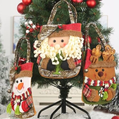 Christmas 3D Candy Bag imitation barkGift Bags Santa Deer Elk New Year Xmas Nevidad Best Gifts For Kids Event Party Decor
