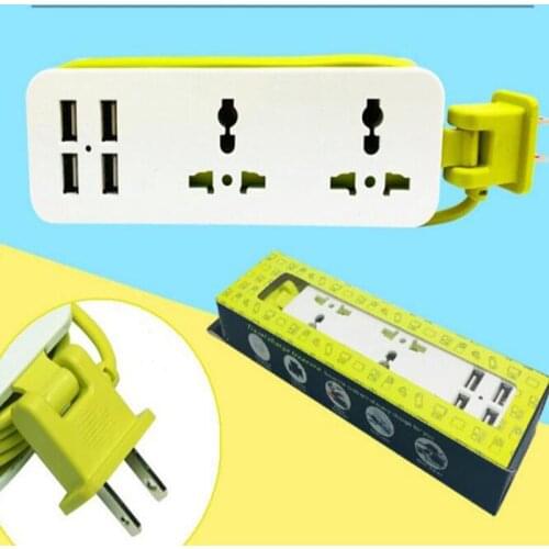 Desktop Power Strip 10A/1200W Universal AC Socket EU/UK/US Plug 4 USB Travel Adaptor independent Switch 1.5m Extension Cord