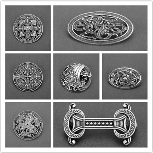 Nordic Viking Brooch Vintage Accessories Pins&Brooches for Cloak Scarves Brooch Round/Oval Breastpin Brooches for Women Men