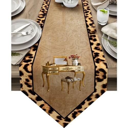 Leopard Print Animal Skin Texture Dressing Table Table Runners Coffee Table Decor Table Cloth Wedding Decoration Table Cover