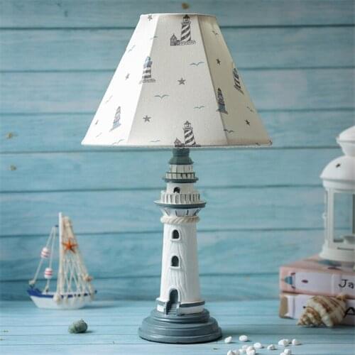 Mediterranean Lighthouse Table Lamps Nordic Blue Boy Room Childrens Bedroom Bedside Lamp Study Clothing Store Home Decor Light