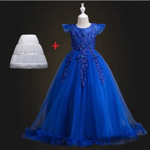 Wedding Party Dress for Girls Lace First feast princess Long Dress 2020 New Exchange Dress Ball Beauty Sexy Shoulder Dress