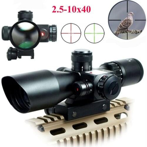 2.5-10X40 Riflescope red green Illuminated Tactical with Red Laser Scope Hunting Optics air gun Scope Sight Outdoor Rifle Pistol