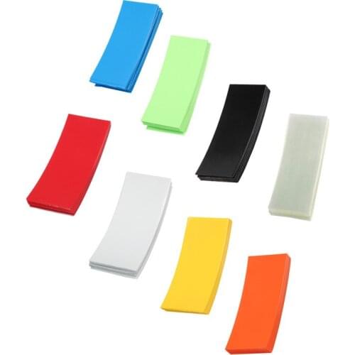 100 PCS Li-ion PVC Heat Shrink Tubing 18650 Battery Wrap Precut Size 18.5mm Film Tape Battery Cover 8 Color Cable Sleeve