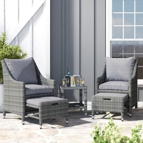 Outdoor Furniture Garden 5 Piece Seating Group Rattan Chair with Cushions
