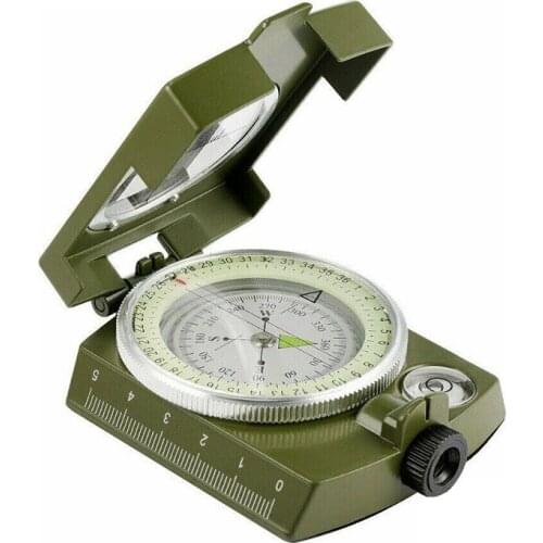 High-precision Compass Pocket Camping Hiking Tool Multi-function Military Compass Green Outdoor Marching Compass Metal Housing