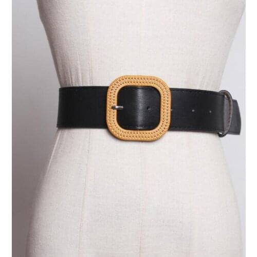 Womens runway fashion pu leather Cummerbunds female Dress coat Corsets Waistband Belts decoration wide belt R1779