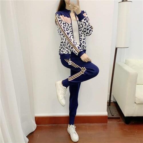 Womens Two-piece Autumn/winter Suit New Casual Fashion Suit Knitted Cardigan Is High with Western Style Pants Womens Clothing