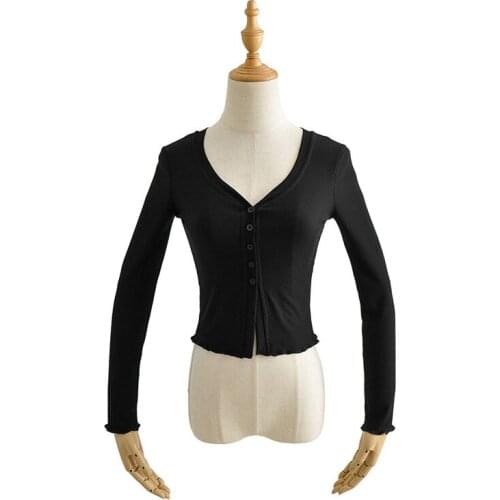 Spring autumn 2020 knitted cardigan streetwear korean cardigan women button up cardigan v neck purple cardigans casual