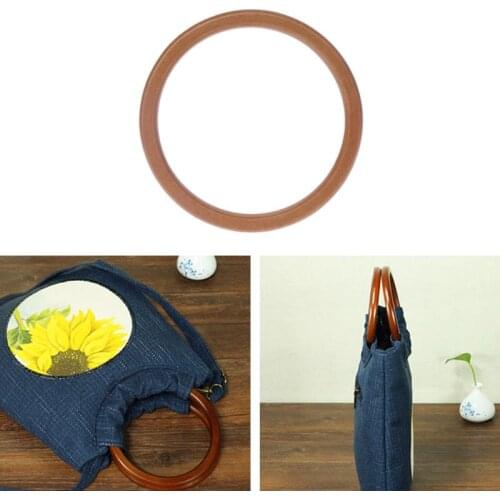 1pc Wooden Round Shaped Handles Replacement For Handbags Purse Handle Shopping Tote 28GD