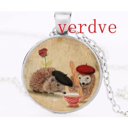 1pcs/lot Love Hedgehog Food Bronze Copper Pendant Necklace Long Chian Statement Handmade Vintage Necklace