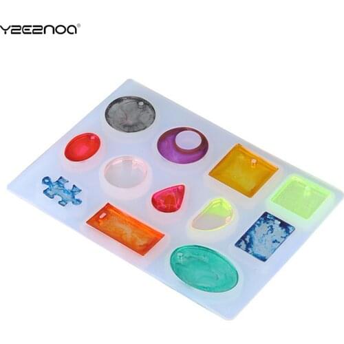 1pc Epoxy Resin Molds Square Round Rectangle With Hole Pendant Silicone Mold Resin Silicone Moulds Handmade Tool