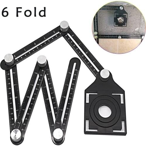 4 6 Fold Set Construction Angle Measuring Ruler Aluminum Alloy Perforated Mold Template Tool Locator Drill Guide Tile Hole