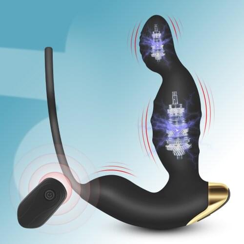 Anal Plug Vibrator for Male Masturbator Prostate Massager G-Spot Stimulate with Rings Delay & Lock Men Adult Erotic Sex Toys