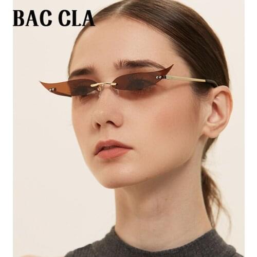 BAC CLA Luxury Fashion Pointed Cat Sunglasses Ladies Rimless Party Sunglasses Retro Ladies Metal Mirror Glasses UV400