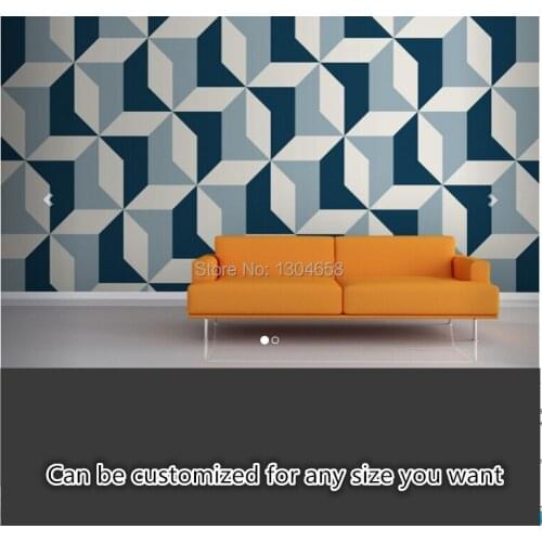 Free shipping custom large murals sitting room bedroom sofa kitchen background wallpaper Abstract Blue Geometric Wallpaper