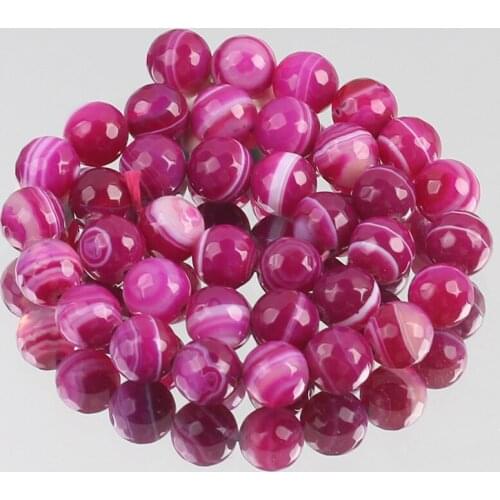 Natural Rose Red Agates Onyx Stone Bead Smooth Loose Spacer Beads For Jewelry Making Diy Bracelet Accessories