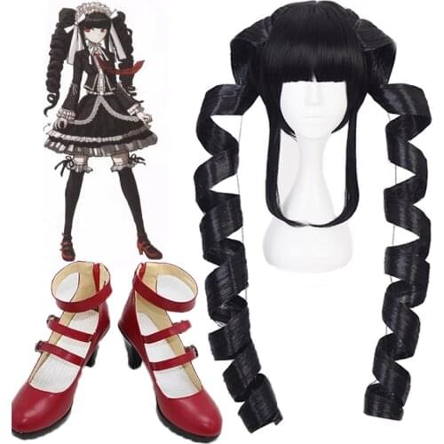 Dangan Ronpa Celestia Ludenberg Cosplay wigs Shoes Boots For Adult Womens Halloween Party Cosplay Boots Black natural circle
