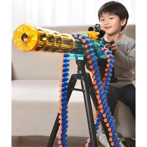 Gold Gatling Electric Continuous Fire Toy Gun Hot Fire Childrens Machine Gun Simulation Shooting Soft Bomb Heavy Machine Gun