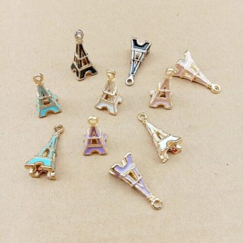 10pcs 23x10mm Enamel jewelry accessories Eiffel Tower charms pendant earrings bracelet necklace pendant handmade DIY material