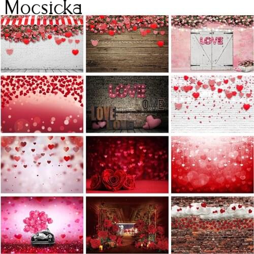 Valentines Day Photography Backdrop Romantic Scenes Wedding Photo Background Floral Red Rose Heart Love Photocall Photophone