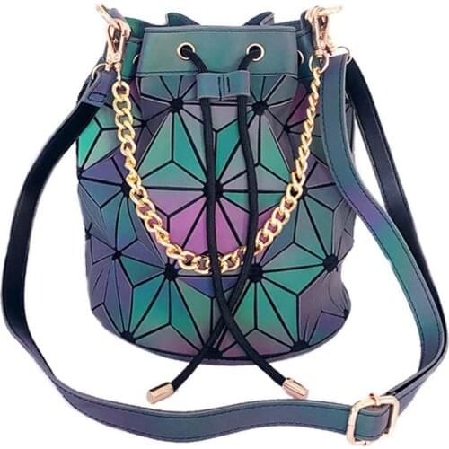 Geometric Luminous Buckets Totes Ladies Drawstring Closure Big Capacity backbag Bags