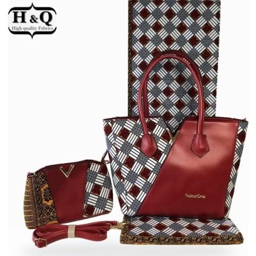 H&Q new arrivals handbags fashion handbags woman bags african wax bag set with 6 yards african ankara wax printing for women