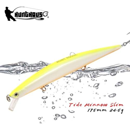 Hunthouse Fishing Lure Tide Minnow Slim 175 Hard Lures Wobblers Floating 175mm 24.5g Sea Fishing For Seabass