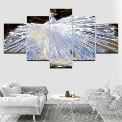 Home Decoration Canvas Paintings 5 Pieces Animal Peacock Pictures Wall Art Printed Modular Poster Frame for Living Room Artwork