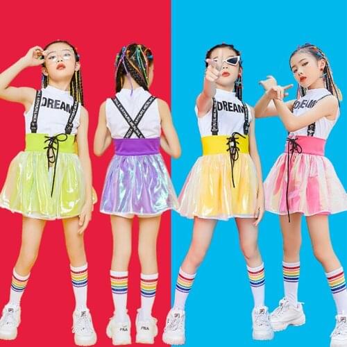Girls Jazz Dance Costumes Hip Hop Outfit Cheerleading Performance Clothing Street Dancing Suit Kids Modern Stage Wear DNV13515