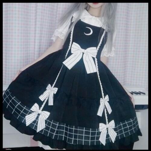 Kawaii girl gothic lolita jsk princess loli cosplay Vintage sweet lolita dress lace bowknot lattice embroidery victorian dress