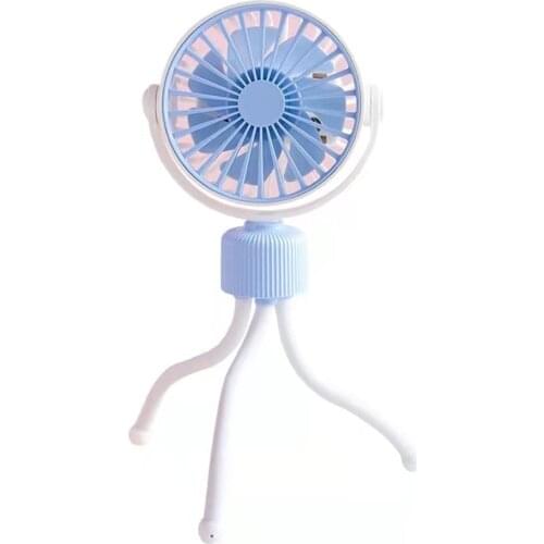 Stroller Fan Mini Portable Fan LED Light Camping USB Rechargeable Fan With Flexible Tripod Mini Handheld Fan