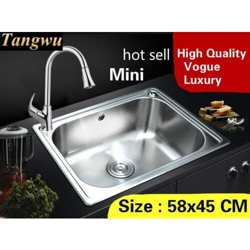 Free shipping Home multifunction wash vegetables high capacity mini kitchen single trough sink 304 stainless steel 58x45 CM