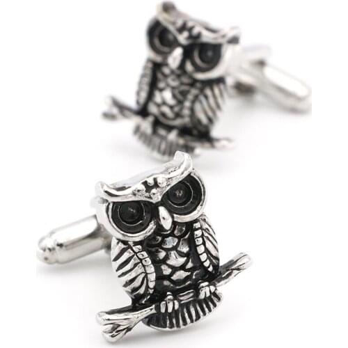 Mens Owl Cuff Links Copper Material Vintage Black Color