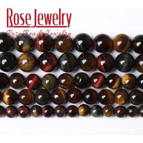 Natural Mixed Tiger Eye Stone Round Loose Beads Smooth Spacer Beads For Jewelry Making DIY Bracelet Accessories 4 6 8 10 12 14mm