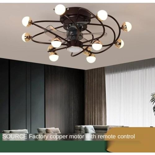 Nordic Creative Bedroom Mute Smart Remote Fan Light Living Room Frequency Conversion LED Ceiling Lamp Ceiling Fan