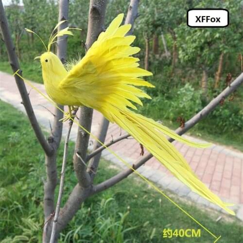 New real life wings yellow bird model foam&feather simulation vivid Phoenix bird doll gift about 40x30cm xf0805