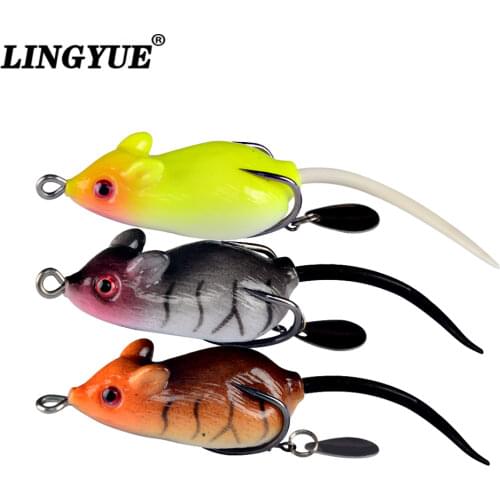 New 1Pcs 3D Eyes Bells Sound 5cm/9.5g Soft Mouse Bait For Snakehead Hooks Artificial 6 Colors Available Baits Bass Fishing