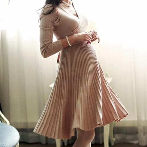New Sexy Maternity Dresses V-neck Knee-length Pregnancy Clothes Maternity Clothes 6MDS075