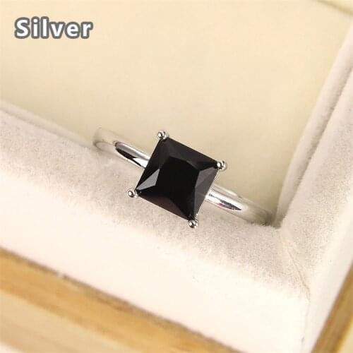 Best-selling Europe and the United States fashion s925 pure silver engagement ring zircon ms black gem crystal jewelry gifts