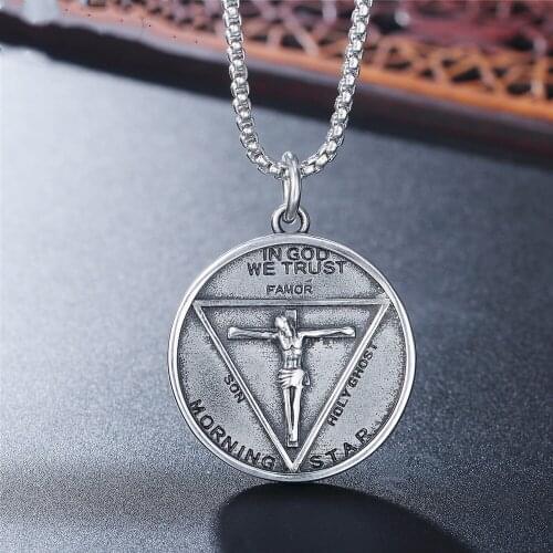 Fashion Exquisite Religious Series Jewelry Necklace for Men Vintage Style Good Friday Image Stainless Steel Necklace